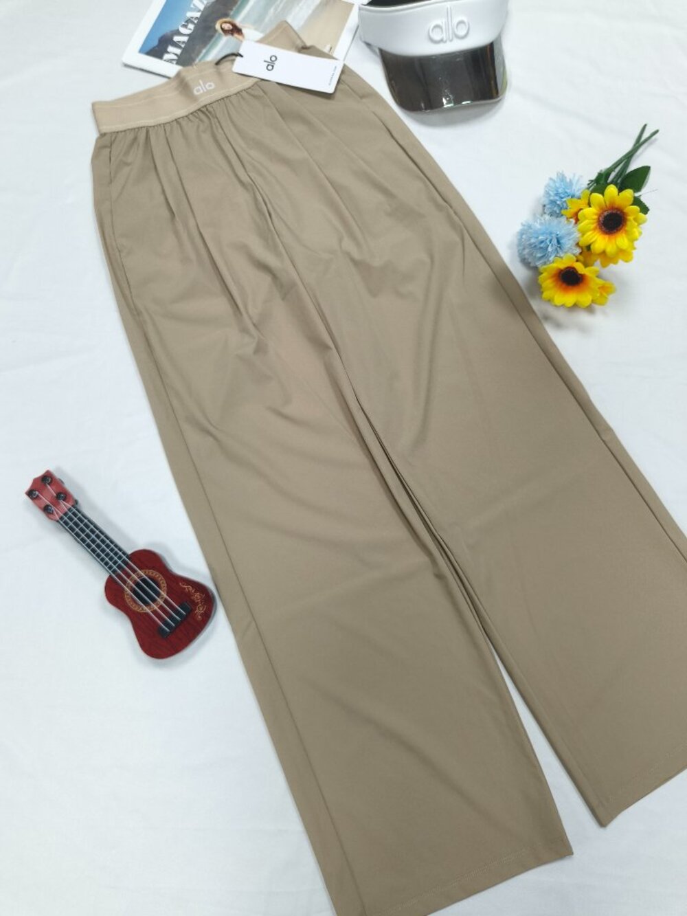 NWT Alo Yoga Suit Up Trouser Gravel💗Relaxed Straight Leg Pants 30" Inseam🌷